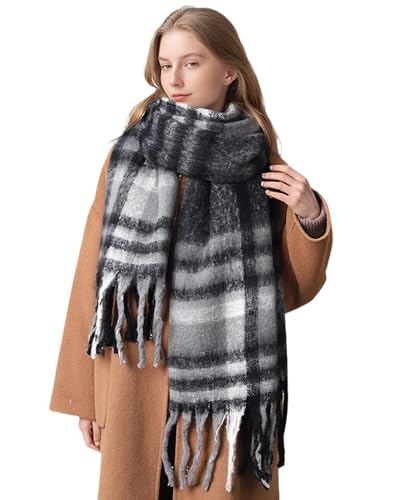 Deftkaze Übergröße Winter Schal Damen, Großer Warmer Dicker Decken Schal, Weicher Kuscheliger Oversized Cashmere Touch Schal Tuch für Kaltes Wetter