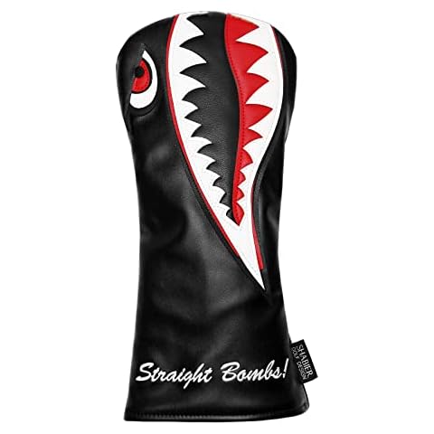 SHABIER Black Flying Tiger Warshark Golf Driver Headcover for Taylormade M3 M4 M5 M6 SIM Golf Club Available for Driver Size Wood Size Rescue Size (Black Driver Cover) Cover