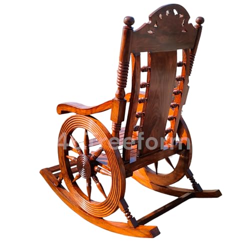 Image of Handmade Wooden Rocking Chair for Adults for Home Office Bedroom Living Room Engraved Carving Hancrafted Chair for Reading /Relaxing