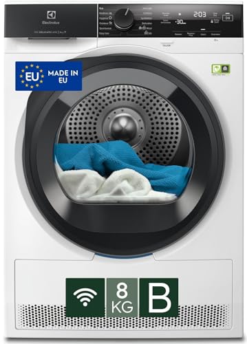 Electrolux Serie 700 DelicateCare, Asciugatrice a Pompa di Calore, 8 kg, EW7HA48GY, Classe B, 12 Programmi, Tecnologia SensiCare, Connettività Smart App, Filtro Easy Flow, 63 dB, 850x596x636 mm