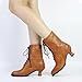 Yremael Women's Victorian Ankle Boots - Mid Calf, Round Toe, Brown, Chunky Heel, Lace Up Witch & Knight Boots