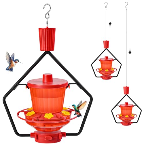 Gomazonle 19oz Retractable Hummingbird Feeder, Red