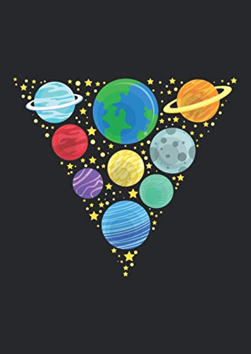 A4 Notizbuch kariert mit Softcover Design: Planeten des Sonnensystems im Dreieck angeordnet Astronomen: 120 karierte DIN A4 Seiten