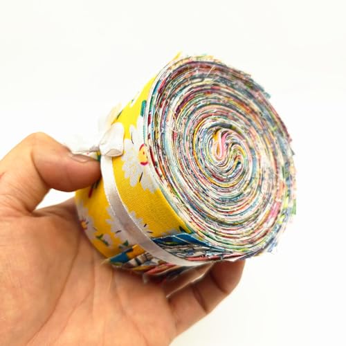 Image of 42pcs 2.4 * 19 inch Fat Quarter BundlesCotton Jelly Roll Easter Fabric Strips for Quilting Crafting Precut Patchwork for Sewing DIY Crafts (Mix)