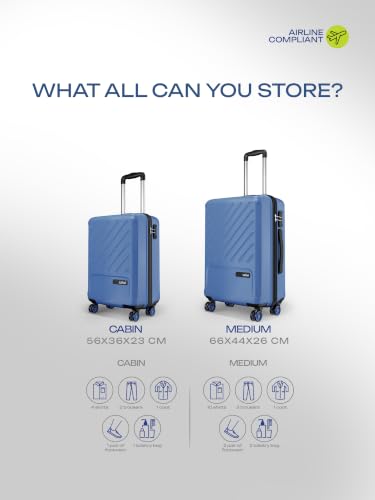 Image of Safari Symphony Set of 2 Trolley Bag Hard Case Polypropylene, 8 Spinner Wheels, 360 Degree Wheeling Carry on Luggage, Travel Bag, Suitcase for Travel, Trolley Bags for Travel, Steel Blue