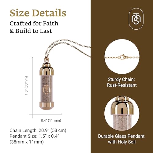Authentic Temple Mount Soil Pendant – Christian Faith Necklace for Women & Men, Religious Holy Land Gift, Certified Glass Vial Necklace from Jerusalem, Legacy Keepsake for Evangelism & Prayer3