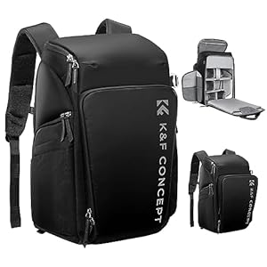 K&F CONCEPT Camera Backpack 25L Camera Bags for Photographers Large Capacity Camera Case with Raincover, 15.6 Inch Laptop Compartment Compatible for Canon/Nikon/Sony/DJI Mavic Drone Backpack