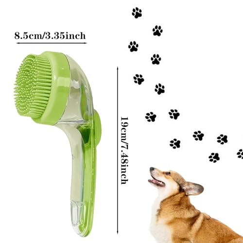 SKDFHOD Hundebürste, Shampoo Bürste Bubble Brush, Befüllbare Badebürste für Hundeshampoo, Dusche Bürste Silikon, für Baden Hundeseife mit Seifenspender, für Haustiere Hunde Katzen Doggie(Grün)