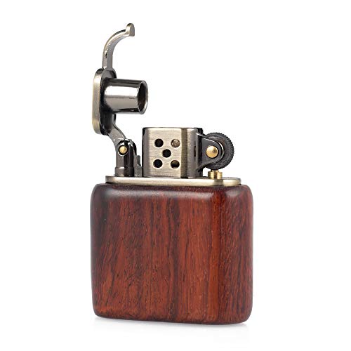 Rosewood Wooden Case Antique Style Lift Arm Soft Flame Kerosene Lighter
