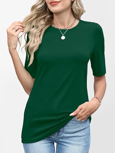 Image of ANRABESS Womens Half Sleeve Tops Crewneck Shirts Basic Fit Work Tee
