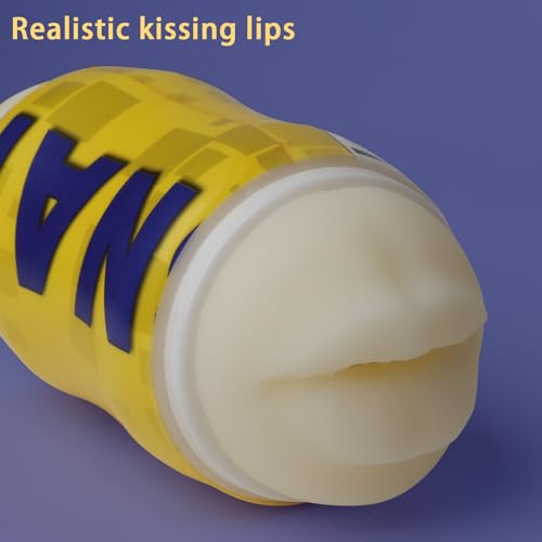 Image of 2-in-1 Dual-Ended Male Masturbator，Masturbation Cup, Male masterburbater，Penis Stroker, Pussy Sex, Oral Sex,Anal Sex 3 Mode Male Sex Toys (Orange)