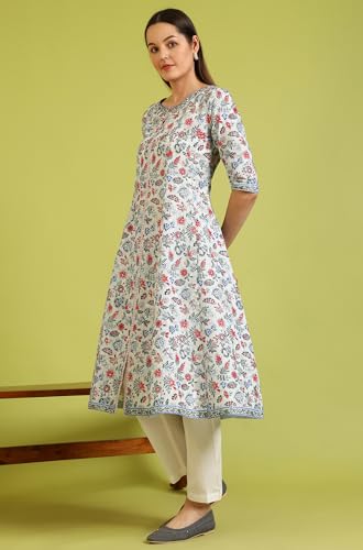 Image of W for Woman Women's Cotton Floral Regular Kurtas
