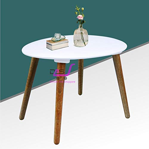 Image of Shoppee Fold-able Oval Shaped Side Table /Tea Coffee Breakfast Table ( Engineered Wood , Natural White)