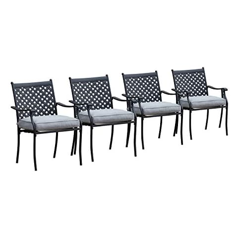 LOKATSE HOME 4 Piece Outdoor Patio Dining Chair Set - Grey Cover