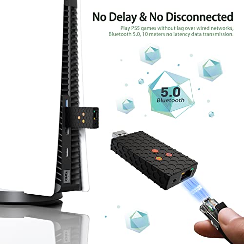 Terios Game Adapter Compatible With Ps5/Ps4/Xbox Series X/S/One S/Elite1/2 /Switch Pro Controller On Ps5 Console, Suitable For All Ps5 Games, With Stereo Audio,One Button Combo,Somatosensory Function #TOP6