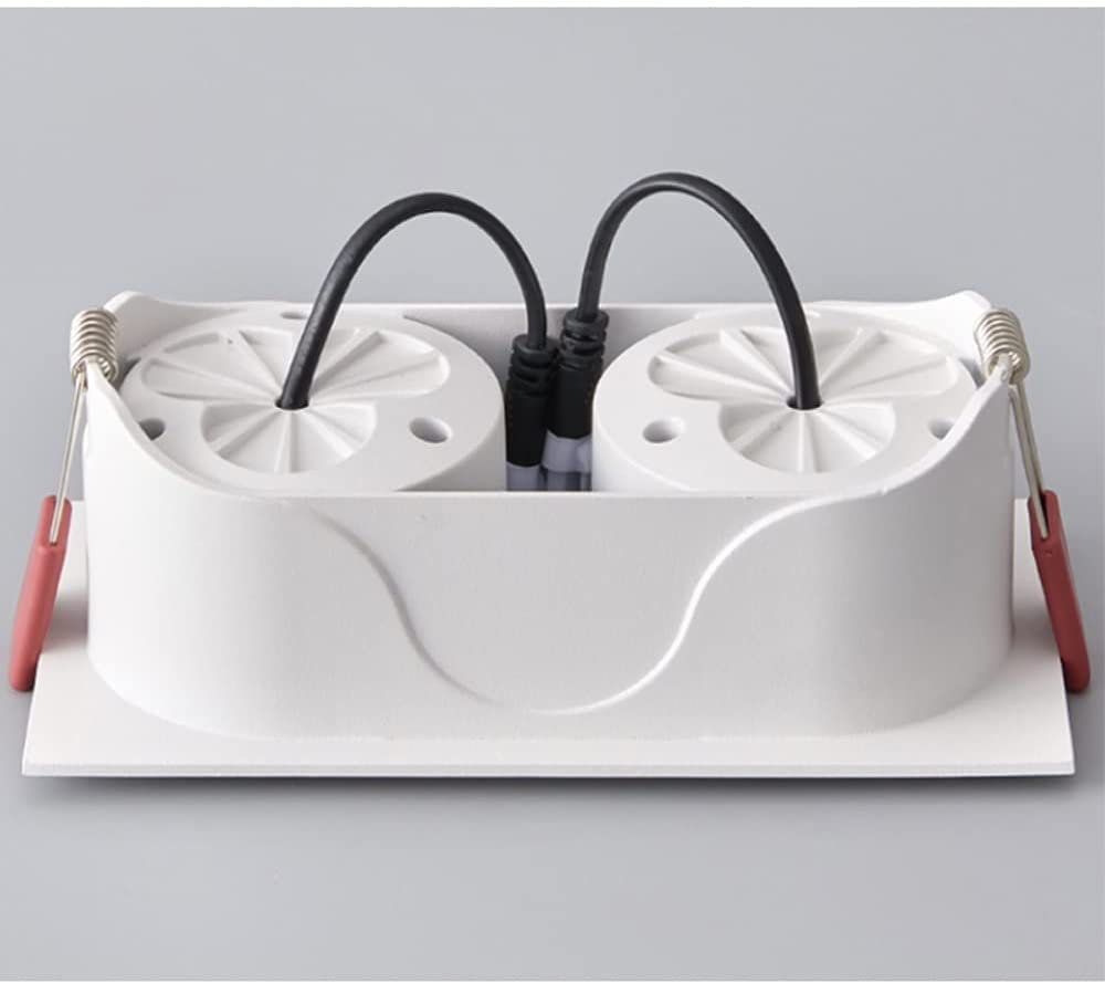 Zestaw 2 opraw wpuszczanych, 2 głowice, lampy sufitowe, lampa dyskowa, prostokątna listwa antyodblaskowa, modernizowane reflektory LED Downlight w głębokich oprawach, 300,2 * 7w-6000k