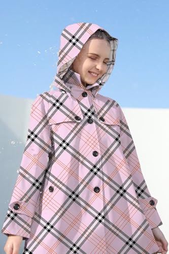 Image of Cromoncent Girl's Rain Jackets Waterproof Hoodie Trench Coat Cute Dress Coat Outerwear, 3-12 Years