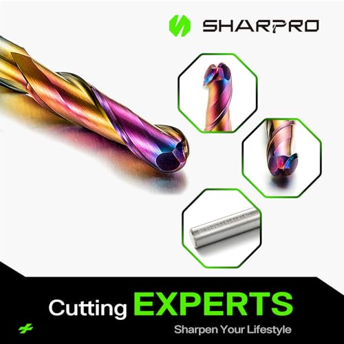 Image of 1 /4 Ball Nose CNC Router Bits 1 /4 Inch Shank, Carbide Ballnose Up Cut Router Bit with Coated, End Mill for Wood, Aluminum, Engraving, 1 inch CL, 2-1 /4 inch OVL (3PCS)