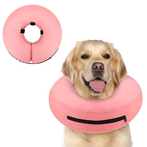 Image of Supet Inflatable Dog Cone Collar Alternative After Surgery, Dog Neck Donut Collar Recovery E Collar to Stop Licking, Soft Dog Cone for Medium Large Dogs