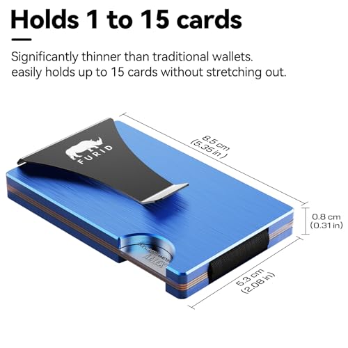 Image of furid Minimalist Card Wallet for Men Slim: Rfid Metal Wallet with Money Clip Credit Card Holder - Gift for Man Husband at Brithday Stocking Stuffers