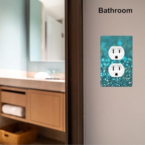 Mdulftar Teal Green 1-Gang Duplex Wall Plate, Teal Turquoise Shiny Printed Outlet Covers Standard Duplex Receptacle Plug Cover for Bathroom, Kitchen, Vanity & Bedroom by Mdulftar - Image 3