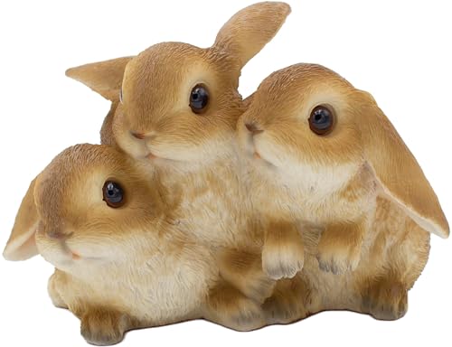 mucHome Dekofigur Hasenfamilie dekorative Hasen Figur, Höhe 12 cm aus Kunststein handgefertigt Hase Kanninchen