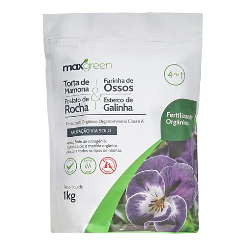 Maxgreen 4em1 1Kg - Torta de Mamona + Farinha de Osso + Fosfato de Rocha + Esterco de Galinha - Pouch