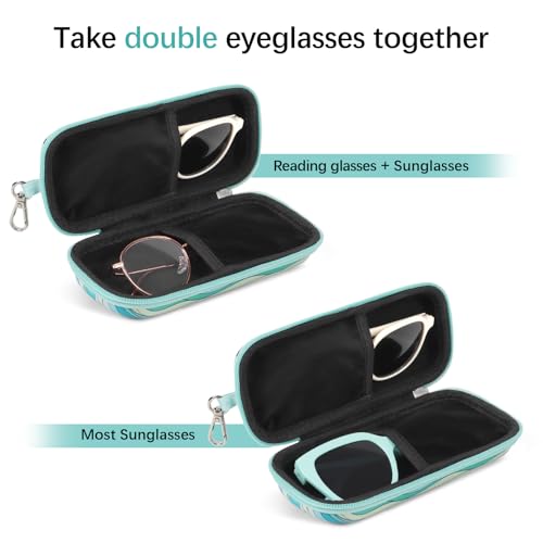 Image of Double Eyeglasses Case Hard Shell Dual Sunglasses Organizer with Zipper Closure Travel Eyewear Storage for Vehicle