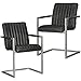 Produktbild 2er Set Esszimmerstühle Magnus Retro Design Schwarz Mikrovelour | Vintage Küchenstühle 55 x 86 x 50 cm mit Armlehnen | Freischwinger Wildlederoptik Meetingstühle