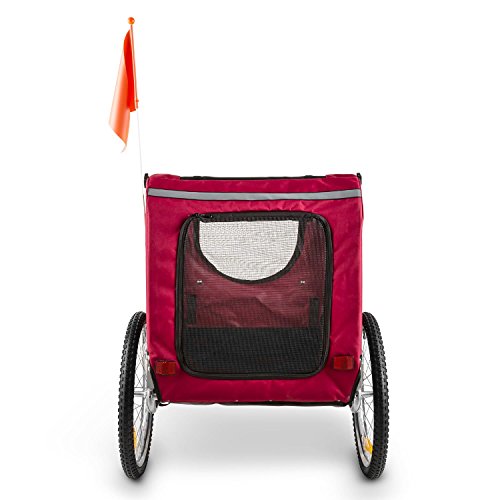 DURAMAXX King Rex Fahrradanhänger & Hundebuggy - Fahrradanhänger Hunder mit 250 Liter Volumen, max. 40 kg, für kleine bis mittelgroße Hunde, Kugel-Kupplung für 26'' - 28'' Fahrräder, rot