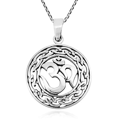 AeraVida Sterling Silver Meditation Charm Necklace