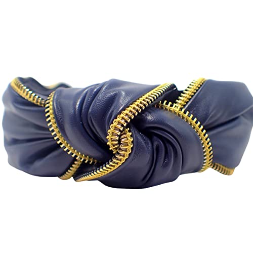Topkids Accessories Leather Zip Knot Alice Bands Adult Women, Hair Accessories for Women Hair Bands for Women Thick Headband - Image 3
