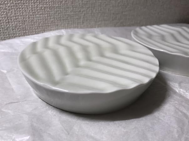 Amazon.co.jp: 2点セット 作家もの 平岡仁 白磁波紋台皿 S 台皿 白磁 4