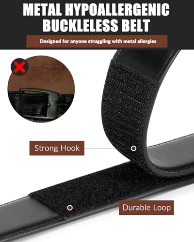 Buckleless Belts Leather No Scratch Belt for Men Hook and Loop Work Technician 1.5" Mechanic Belt Men Travel Gifts2