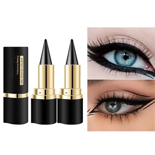 BONNIE CHOICE 2Pcs Black Gel Eyeliner Pencil, Halloween Makeup Waterproof Long Wear Natural Eye Lip Face Paint Stick Smudge Proof Matte Liquid Eyeliner Cream Black Smokey Eye Liners Eyeshadow Crayon