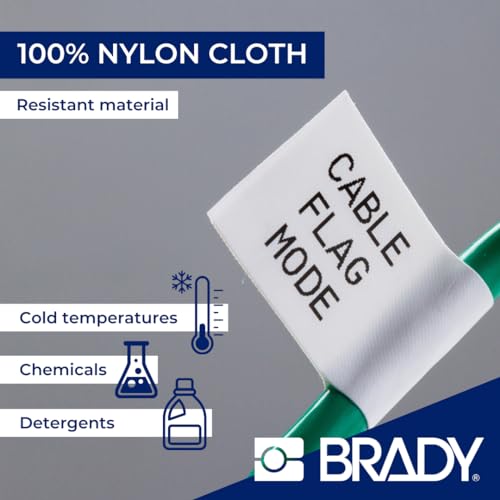 Image of Brady Nylon Cloth Label Tape for Label Printer BMP51 /BMP53 /M511 - Self Adhesive Nylon Fabric Tape - Waterproof Tape Printer Labels - Black on White (25.40mm x 4.88m) - M5C-1000-499