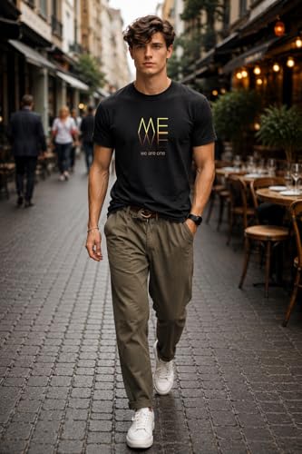 Image of INKKR Regular Fit Half Sleeves Round Neck Typographic Printed Cotton T-Shirt