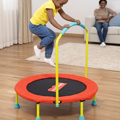 Fisher-Price Mini Trampoline, WonderJump 3ft Round Indoor Toddler Kids Trampoline with Stabilizing Handlebar - Image 5