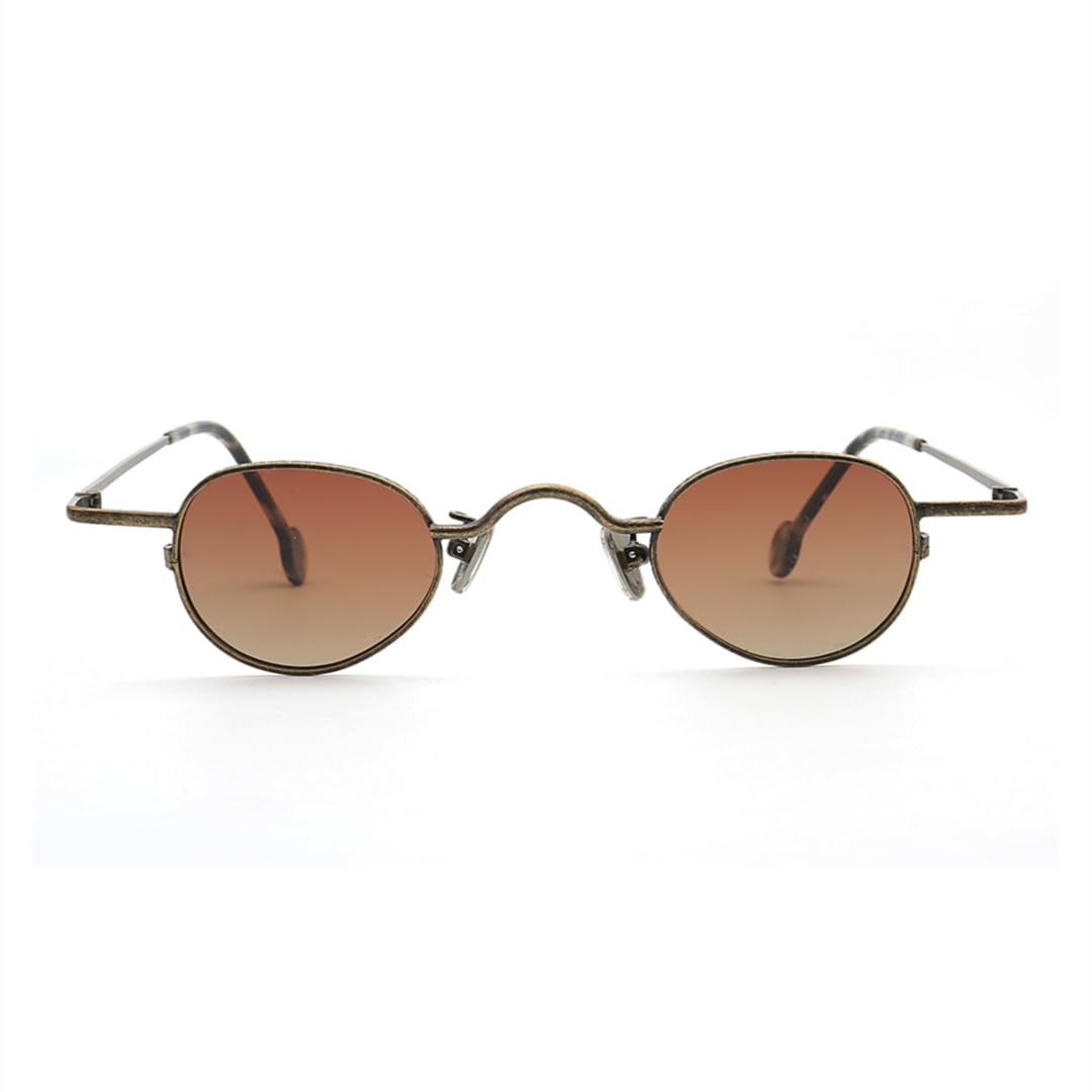 Occhiali da sole rotondi polarizzati stile retrò da uomo e da donna, ovali, UV400, in metallo alla moda