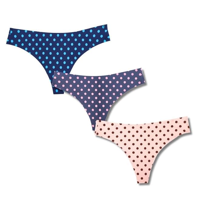 bhondubagus Women Ice Silk Seamless Printed Thongs | Soft Breathable Stretchable Panty | Pack of 3 (Multicolor)-picture-13