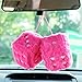Heart Embroidered Black Fuzzy Plush Dice - 3-Inch Decorative Car Mirror Hanging Ornaments, Soft Foam, Easy Install, Great Gift Idea (Black)