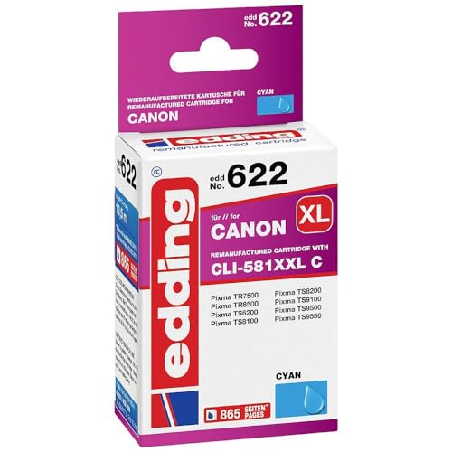 Cartouche d'encre équivalente à Canon CLI-581XXLC edding Cyan EDD-622