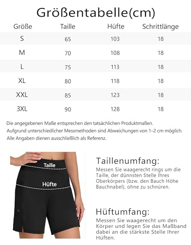Havideto Badeshorts Damen Hohe Taille Badehose UV-Schutz UPF 50+ Bauchweg Schwimmshorts Schnelltrocknend Chlorresistent Schwimmhose Wasserabweisend mit Innenslip und Taschen Schwarz L