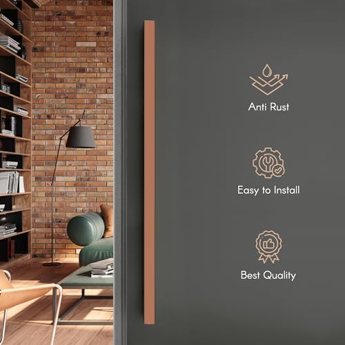 Image of LAPO 36 inch Stainless Steel Square Door Handle for Main Door, Wooden & Glass Door Pull Push Handle, Main Door Handle (Hole to Hole Size 610 mm,Pack of 1) Rose Gold Finish | 3 Years Warranty