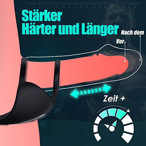 Dual penisring, vibrators met testikelstimulator, siliconen cockring, clitorisstimulator met 9 vibratiemodi, waterdicht, seksspeelgoed voor mannen en paren, extreem - Afbeelding 5