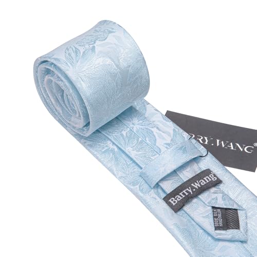 Image of Barry.Wang Men Tie Set Floral Paisley Silk Necktie Pocket Square Cufflinks Formal Wedding Party Business