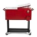 BELLEZE Rolling Ice Chest Portable Patio Drink Party Cooler Cart, 80-Quart, Red