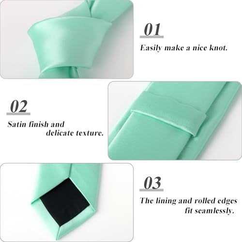 Image of Landisun Black Tie Men Women Solid Skinny Ties Slim Ties Satin Tie