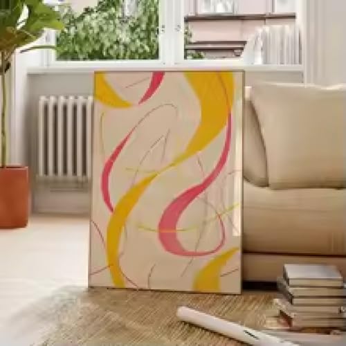 Impression sur toile abstraite jaune et rose affiche haut de gamme 70x90