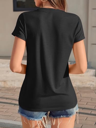 Image of UNCLECAT Womens Short Sleeve Tops Summer Basic T Shirts Crewneck Causal Tee | Solid Color, Trendy Fashion Clothes, Casual Basic Tee